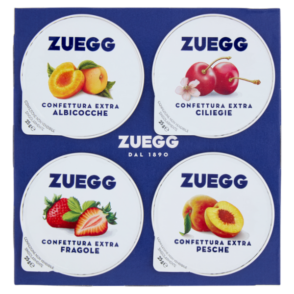Zuegg Confettura Extra Ciliegie, Albicocche, Fragole, Pesche 4 x 25 g