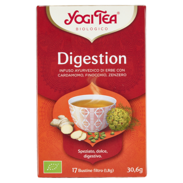 Yogi Tea Digestion Bio infuso ayurvedico di erbe con cardamomo, finocchio e zenzero - 30,6g