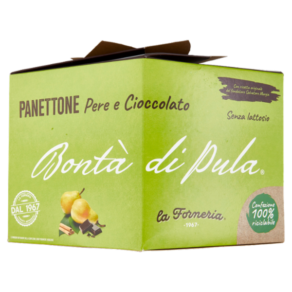 la Forneria Bontà di Pula Panettone Pere e Cioccolato Senza lattosio 750 g