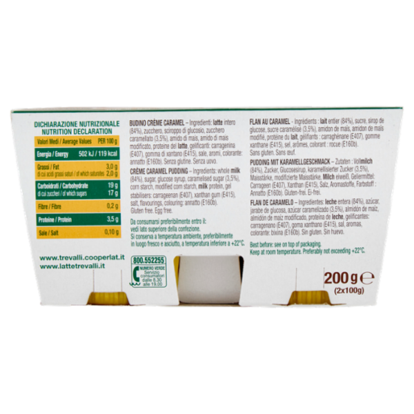 treValli i Dessert al Latte Budino crème Caramel 2 x 100 g