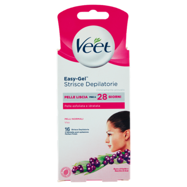 Veet Strisce Depilatorie Viso Pelli Normali, Confezione da 16 Strisce