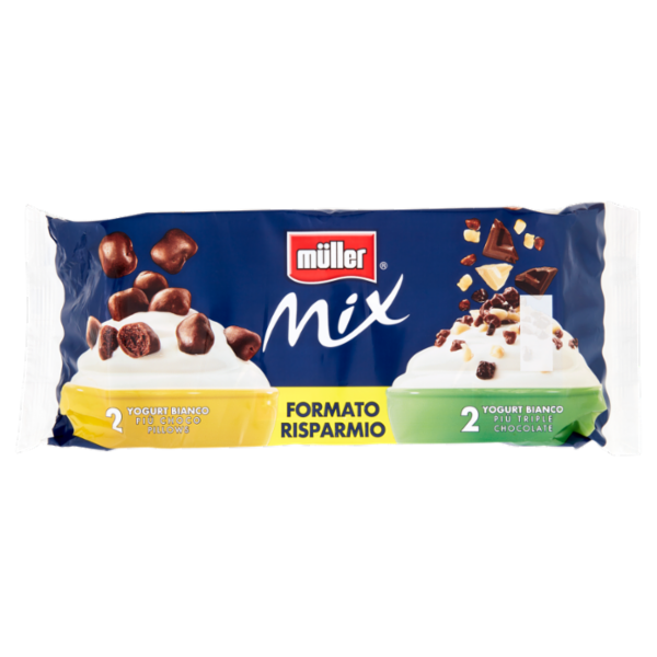 müller Mix 2 Yogurt Bianco Più Choco Pillows + 2 Yogurt Bianco Più Triple Chocolate 4 x 150 g