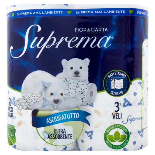 Fior di Carta Lifestyle Suprema Asciugatutto Ultra Assorbente 3 Veli Maxi Rotoli 2 pz