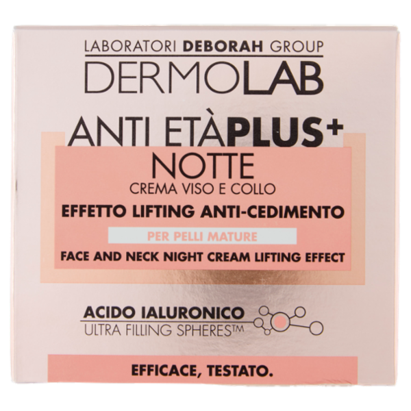 Dermolab Anti Età Plus+ Notte Crema Viso e Collo Effetto Lifting Anti-Cedimento 50 ml