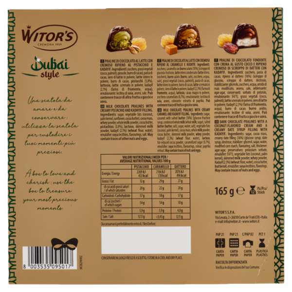Witor's Dubai style Pistacchio, Caramello, Dattero 165 g