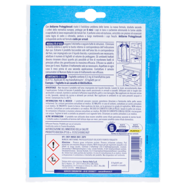 nuncas Antitarme Proteggitessuti Delicato Fiorito 8 pz