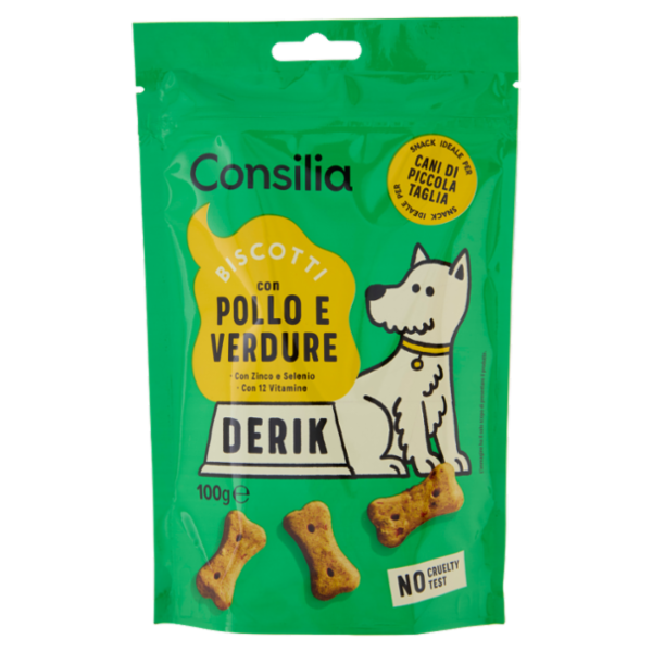 Consilia Derik Cane di Taglia Piccola Biscotti con Pollo e Verdure 100 g