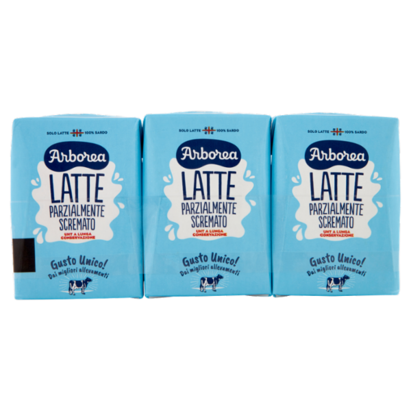 Arborea Latte Parzialmente Scremato UHT a Lunga Conservazione 3 x 200 ml