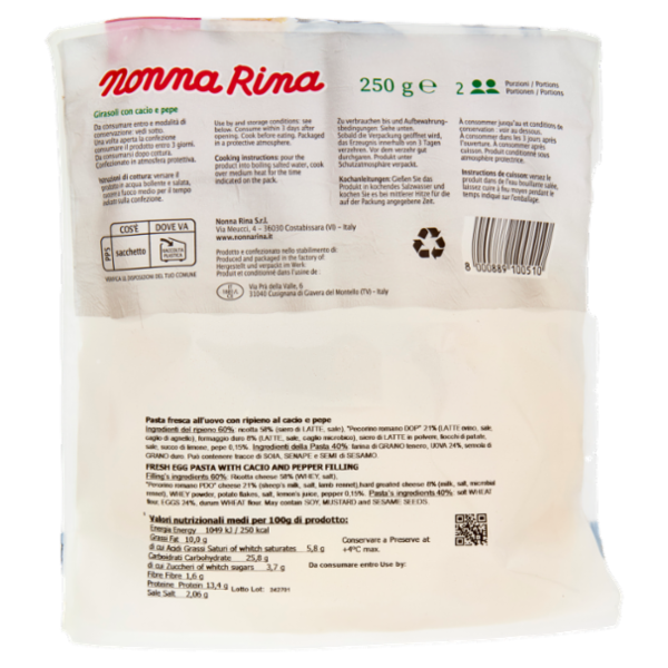 Nonna Rina Girasoli Cacio e Pepe 250 g