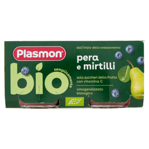 Plasmon semplicemente bio pera e mirtilli 2 x 80 g