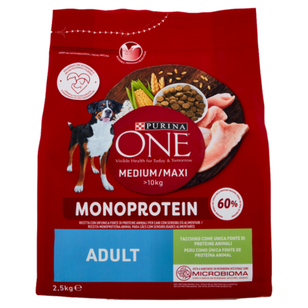 PURINA ONE Medium/Maxi Monoprotein Adult Tacchino 2,5 kg