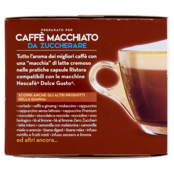 ristora Caffè Macchiato da Zuccherare Capsule Compatibili con Macchine Nescafè Dolce Gusto 10 x 5 g
