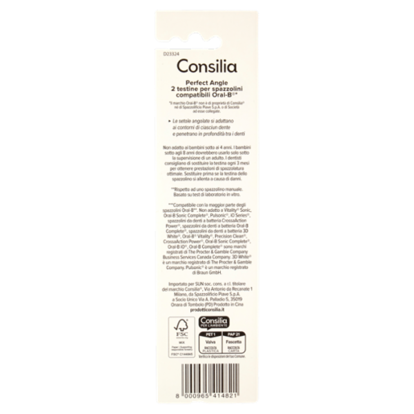 Consilia Testine per Spazzolini Elettrici Compatibili Oral-B Perfect Angle 2 pezzi
