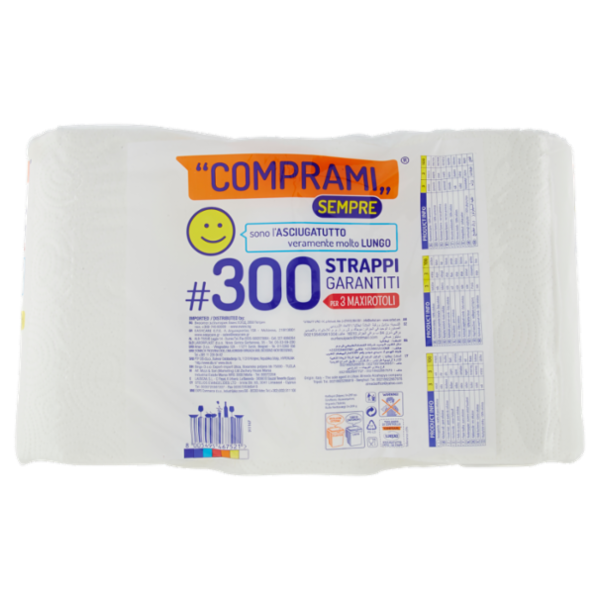 Comprami Sempre Asciugatutto 300 Strappi Maxirotolo 3 Veli 3 pz