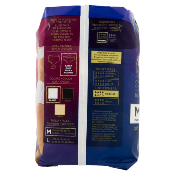 Tena Silhouette Vita Bassa Biancheria Intima Normal M Blanc 6 pz