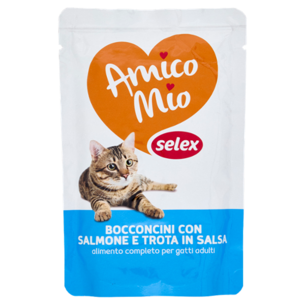 Selex Amico Mio Gatto Bocconcini con Salmone e Trota in Salsa 100 g