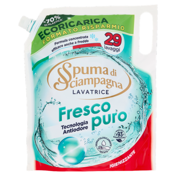 Spuma di Sciampagna Lavatrice Fresco puro Ecoricarica 1305 ml