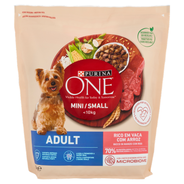 PURINA ONE Mini/Small Adult Ricco in Manzo con Riso 1,5 kg