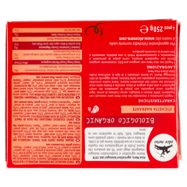 alce nero Fagotti Pomodoro e Mozzarella Surgelati 4 pezzi 250 g