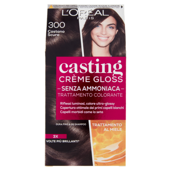 L'Oréal Paris Tinta Capelli Casting Creme Gloss, Senza Ammoniaca, 300 Castano Scuro