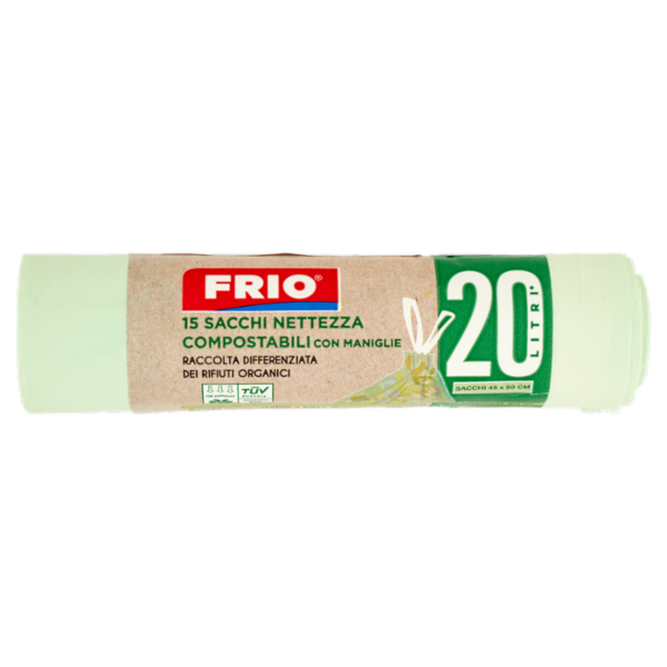 Frio Sacchi Nettezza Compostabili con Maniglie 20 Litri* 45 x 50 cm 15 pz