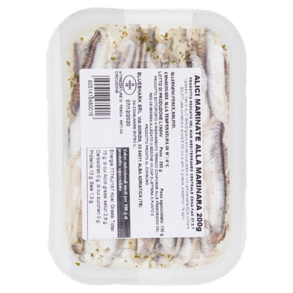 BlueShark le ricette di Monia & Lorena Alici Marinate alla Marinara 200 g