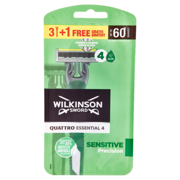 Wilkinson Sword Rasoio usa&getta Quattro Essential 4 Sensitive 3+1