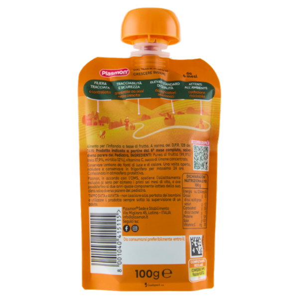 Plasmon il Frullato Mela, Mirtillo 100 g