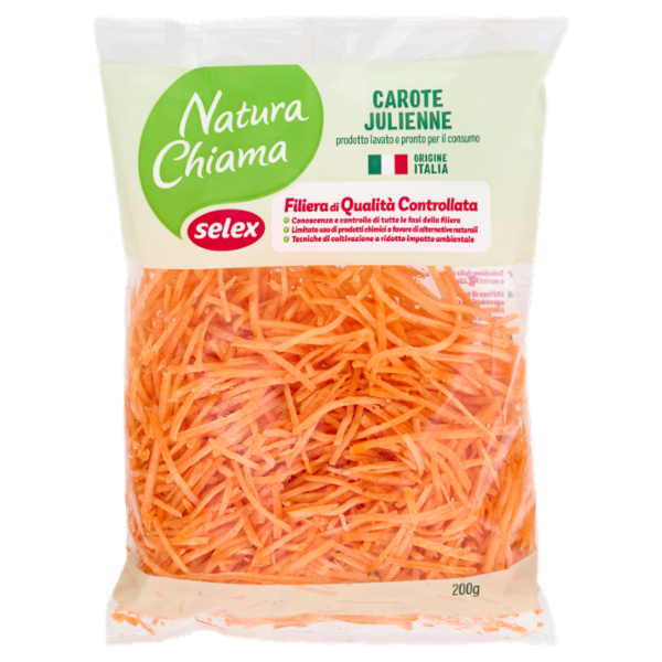 Selex Natura Chiama Carote Julienne Lavate e Pronte per il Consumo 200 g