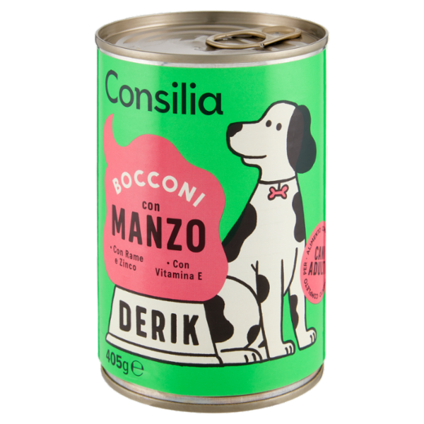 Consilia Derik Bocconi per Cane con Manzo 405 g