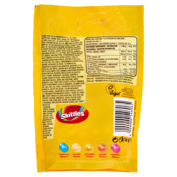 Skittles Smoothies, Caramelle Cremose Assortite al Gusto di Frutta e Yogurt 136g