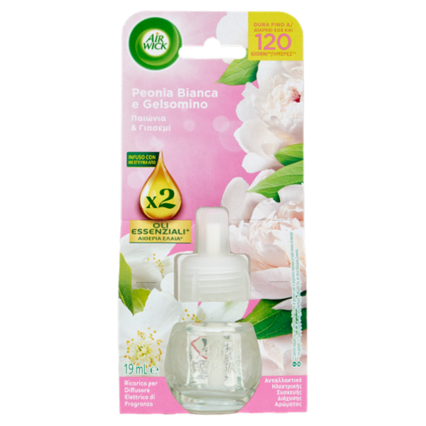 Air Wick Profumatore per Ambienti Peonia Bianca e Gelsomino Ricarica 19 mL