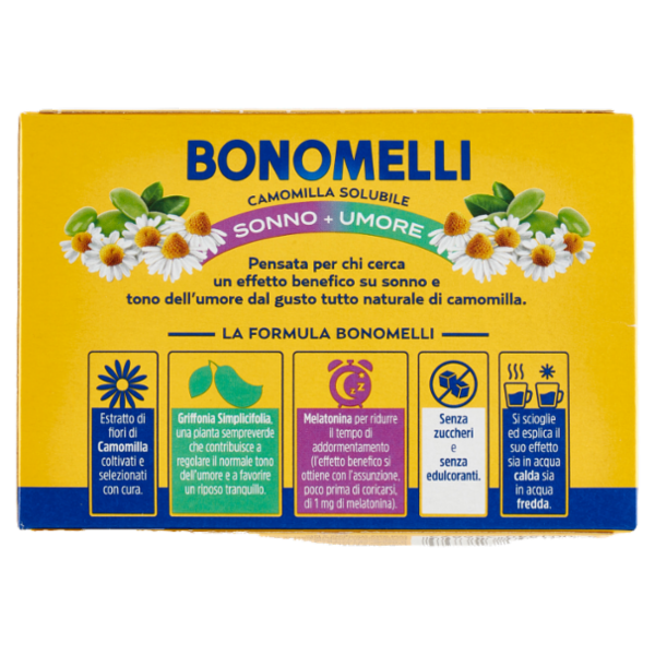 Bonomelli Estratto di Camomilla Solubile Sonno + Umore Melatonina e Griffonia bustine 16 x 4,5 g