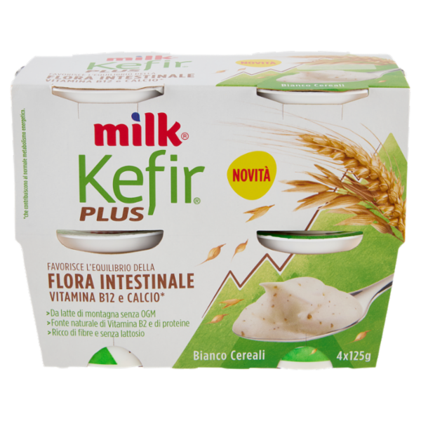 Milk Kefir Plus Flora Intestinale Bianco Cereali 4 x1 25 g