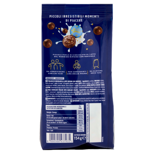BACI PERUGINA Perle Latte Cioccolatini al Latte ripieni alle Nocciole Sacchetto 154g