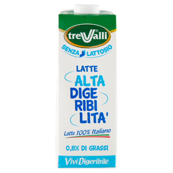 treValli Senza Lattosio Latte Alta Digeribilità 0,8% di Grassi Vivi Digeribile 1000 ml