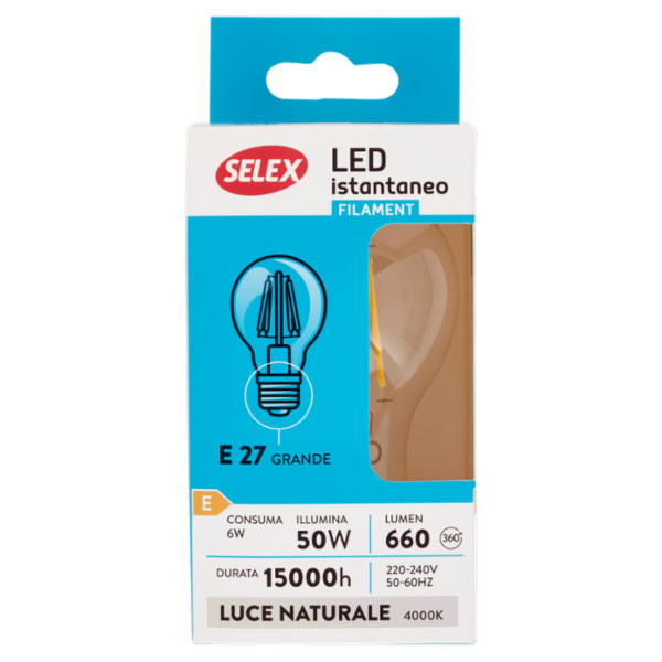 Selex Lampadina Led Filamento Goccia E27 6W
