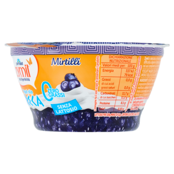 ZYMIL Alta Digeribilità Senza Lattosio Yogurt alla Greca Zero Grassi Mirtilli 150g
