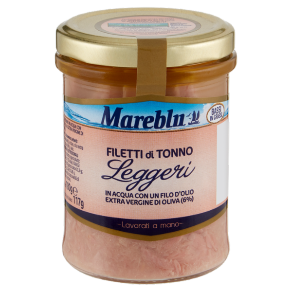 Mareblu Leggeri Filetti di Tonno in Acqua con un Filo d'Olio Extra Vergine di Oliva 180 g