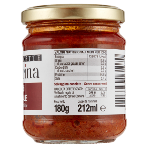 Le Ricette di Caterina Ragù di Cinghiale 180 g