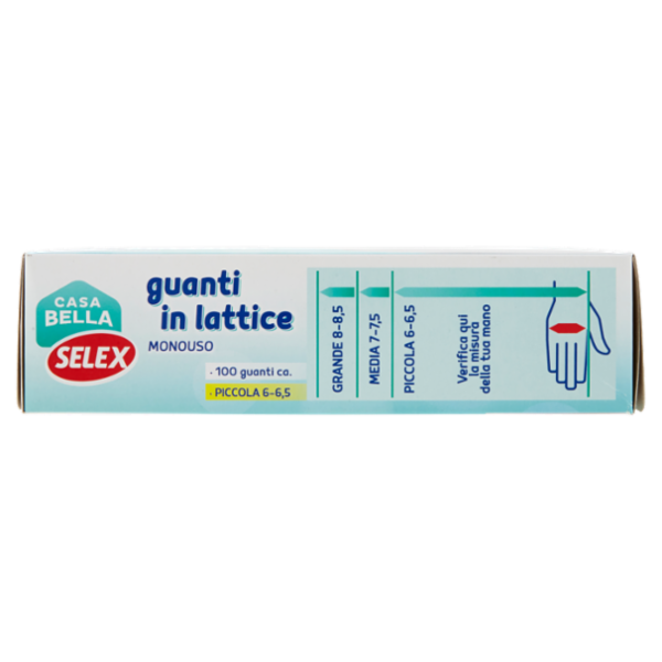 Selex Casa Bella Guanti Monouso in Lattice Naturale Misura Piccola (6-6,5) Dispenser 100 pezzi