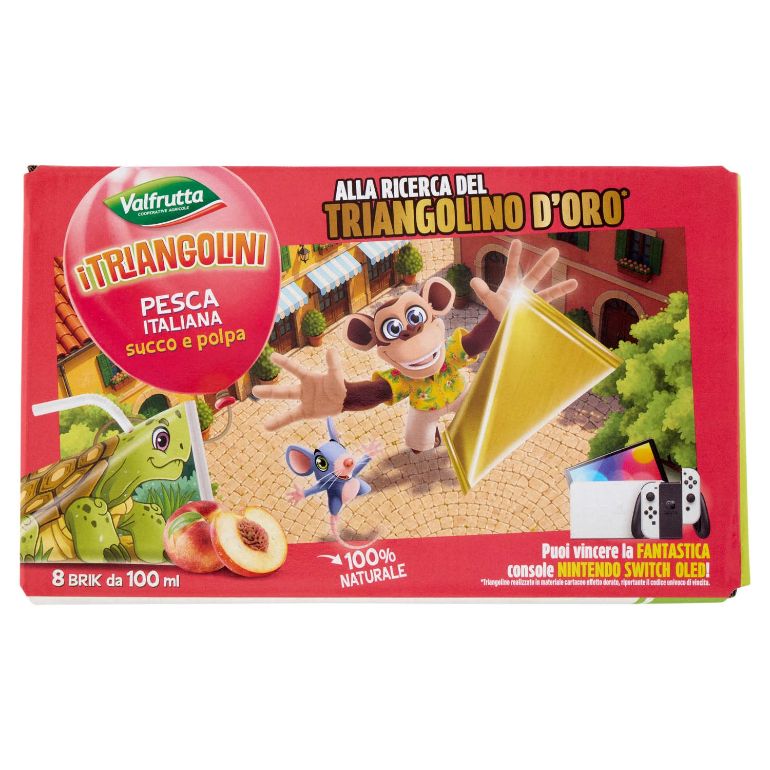 Valfrutta i Triangolini Pesca Italiana Succo e Polpa Brik 8 x 100 Ml