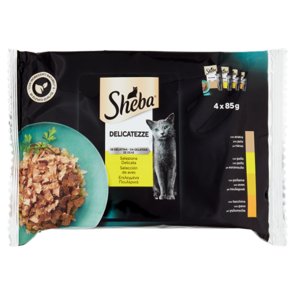 Sheba Delicatezze in gelatina cibo umido gatto Selezione Delicata 4x85g