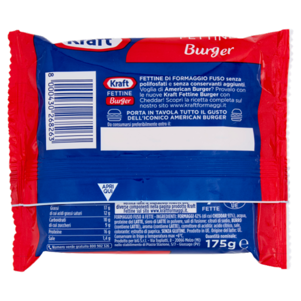 Kraft Fettine Burger con cheddar 7 Fette 175 g