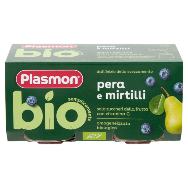 Plasmon semplicemente bio pera e mirtilli 2 x 80 g