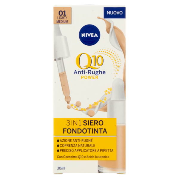 Nivea Q10 Anti-Rughe Power 3in1 Siero Fondotinta 01 Light/Medium 30 ml
