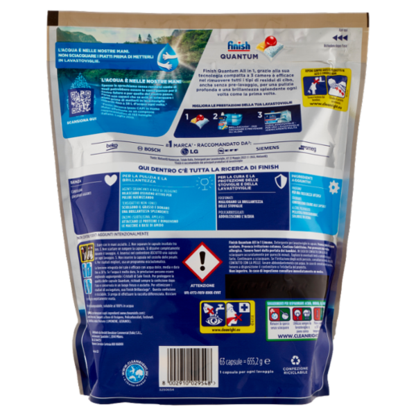 Finish Quantum All In One Lemon pastiglie lavastoviglie 63 lavaggi 655,2 g