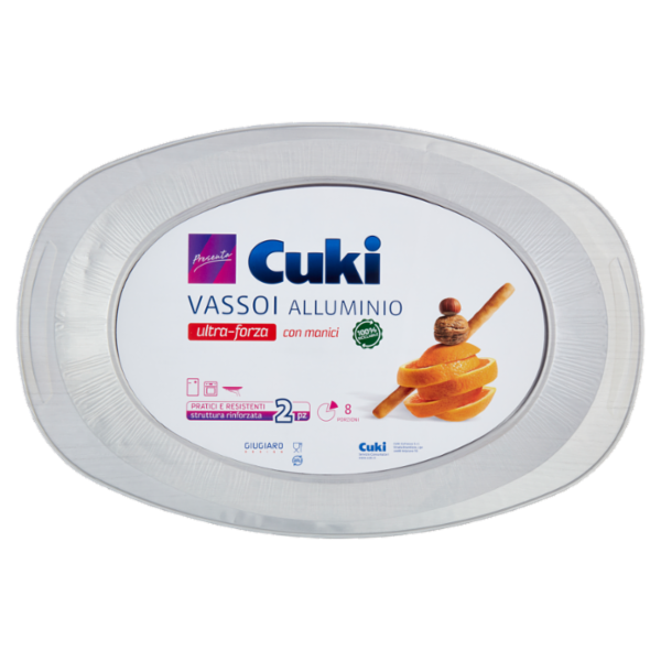 Cuki Presenta Vassoi Alluminio ultra-forza con manici 8 Porzioni 2 pz