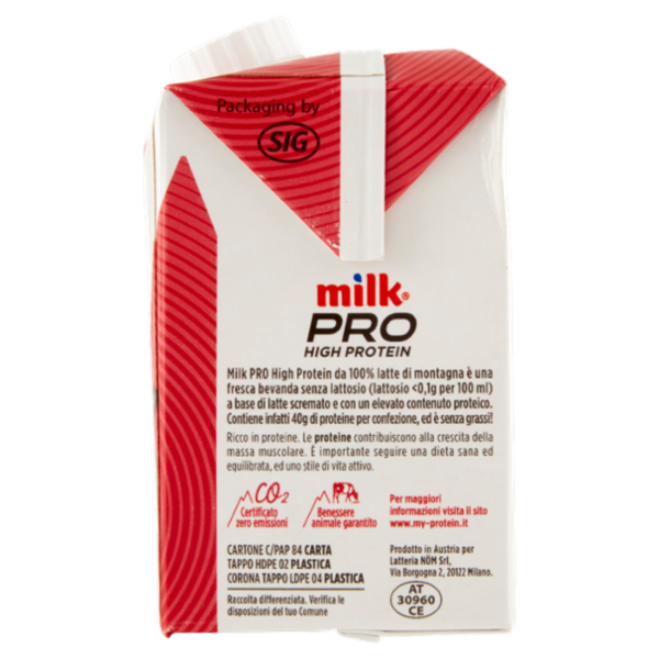 Milk Pro High Protein 40g da 100% Latte di Montagna 500 ml