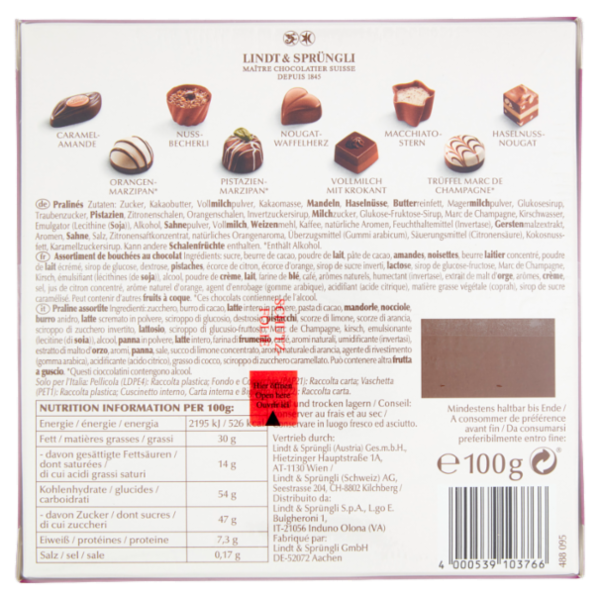 Lindt Mini Praline Cioccolatini assortiti Scatola 100 g